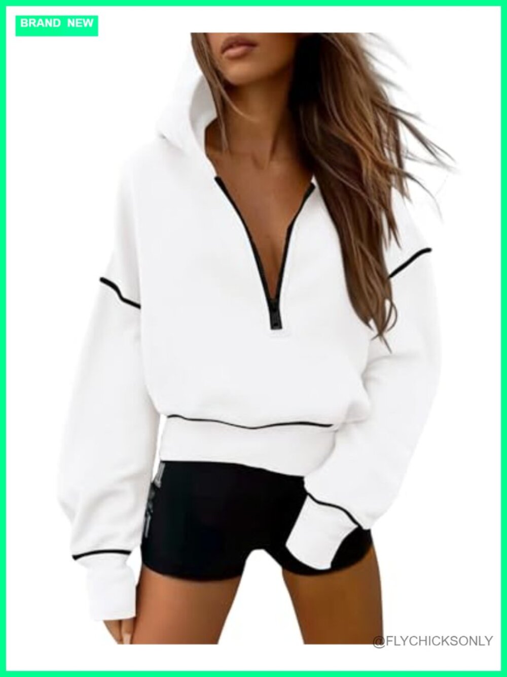 Women's Half Zip Cropped Hoodie Sweatshirt Fleece Lined Pullover